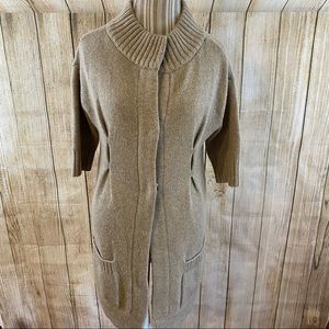 Vince Snap Up Cashmere Alpaca Wool Blend Long Sweater Women’s Size Medium